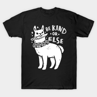 cute llama with knife and peonies saying be kind or else T-Shirt